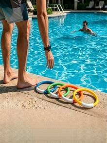 Aros de buceo submarinos de colores, adecuados para usar en piscinas, artículos de recreación acuática divertidos. Estos aros de buceo de colores también se pueden usar para juegos de fiesta de piscina de verano o como regalos. Opción ideal para el entretenimiento acuático de verano - Anillo de buceo - Ver 6