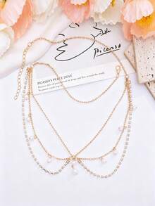 Chaîne de tête de luxe, coiffe de mariage de style bohème à la mode, coiffe dorée, bijoux pour fille - Multicolore - Voir 12