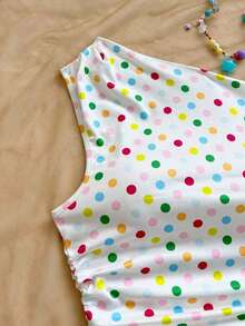 Blusa asimétrica con hombros fruncidos para mujer, 95% algodón, color amarillo crema, estilo Y2K, blusa casual para ropa de invierno para damas, estilo vintage de chica de isla, vacaciones en la playa, vibraciones románticas de vacaciones, vacaciones de primavera, look de chica suave y limpia, usar en vacaciones, cruceros, festivales de música bohemia, bodas, viajes a la ciudad, vacaciones, elegante para primavera y verano - Multicolor - Ver 4