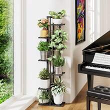 ROSSNY 55 Inch Tall Plant Stand Indoor, 7 Tier 8 Potted Bamboo Plant Stands For Indoor Plants, Corner Plant Stand, Tiered Plant Stands, Plant Shelf For Indoor, Planter Holder For Multiple Plants Indoor, Black - B-Black - View 6