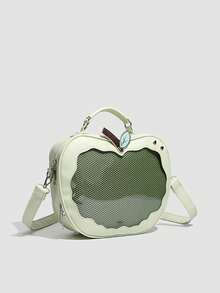 1pc Women's Cute Apple 2-In-1 Backpack/Handbag, Japanese Style PU Shoulder/Crossbody Bag, School Bag, Transparent Doll Bag - Multicolor - View 4
