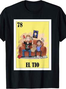200GSM% Algodón Divertido diseño mexicano paraío - Camiseta El Tio, Negro - HTLC - Negro - Ver 7