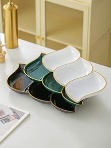 1 chiếc, Bát đựng thức ăn hình lá sang trọng, đĩa ăn nhẹ viền vàng, đĩa đựng kẹo, hạt và tráng miệng dùng trong nhà bếp và tiệc tùng. - Nhiều màu - Xem 7