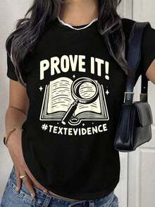 Comfortable100% cotton Camiseta con Estampado de Profesor de Inglés que Demuestra Su Habilidad en Lectura Textual para el Día del Examen, Camiseta Casual de Cuello Redondo y Manga Corta, Cóm - Negro - Ver 7