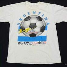 Camiseta de Fútbol Rara de la Copa Mundial de Argentina y EE. UU. 1994 _ Color_ Negro_Blanco _ Talla_ Variada - Negro - Ver 1
