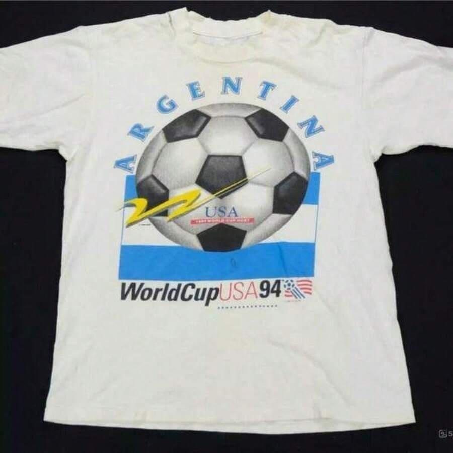 Camiseta de Fútbol Rara de la Copa Mundial de Argentina y EE. UU. 1994 _ Color_ Negro_Blanco _ Talla_ Variada - Negro - Ver 1
