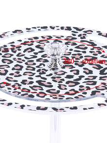 1pc Leopard Print Acrylic Fashion Glasses Display Stand, High-Quality 360° Rotatable Round Holder, Transparent Desktop Eyeglasses Storage Rack - Leopard - View 7