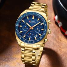 Curren Fashionable Men's Quartz Chronograph Waterproof Stainless Steel Band Automatic Date Luminous Wristwatch - Multicolor - View 6
