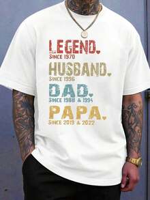 Leyenda desde 1970, esposo desde 1996, padre desde 1988 y 1994, papá desde 2019 y 2022. Camiseta para hombre, regalo para el Día del Padre, regalo de cumpleaños, camiseta para celebrar el papel familiar. - Blanco - Ver 9