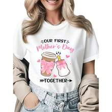 Regalo del Día de la Madre para Mamá Primeriza, Camisetas con Estampado de Café y Biberón, Camisetas para Mujer, Negro/Blanco, Tallas S-5XL - Blanco - Ver 5