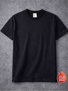 Camiseta de cuello redondo con estampado de letras, talla grande, top casual de manga corta, adecuada para usar en primavera y verano, ropa de mujer de talla grande, Blusas Para Mujer Casual. - Negro - Ver 3