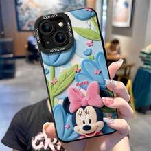 Officially Licensed Disney Minnie Mouse Phone Case, This Protective Phone Case Features Minnie Mouse With A Large Pink Plush Bow, Surrounded By Embossed Blue Tulips, Green Leaves And Tiny Bunny And Butterfly Decorations, With The "MINNIE" Lettering Above Her Head, Made With Flexible, Durable TPU Material To Protect Against Everyday Scratches, Bumps, And Minor Impacts, Compatible With IPhone 17, 16, 15, 14, 13, 12, 11 Pro Series And Galaxy S22, S23, S24, S25 Models, Making It A Charming Choice For Minnie Fans And Disney Lovers, Ideal For Birthdays, Holidays, Or Any Special Occasion To Surprise Family And Friends. - màu đen - Xem 2