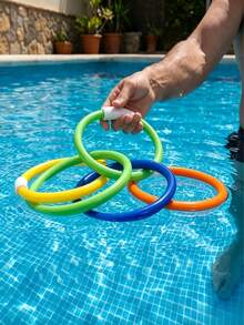 Aros de buceo submarinos de colores, adecuados para usar en piscinas, artículos de recreación acuática divertidos. Estos aros de buceo de colores también se pueden usar para juegos de fiesta de piscina de verano o como regalos. Opción ideal para el entretenimiento acuático de verano - Anillo de buceo - Ver 4