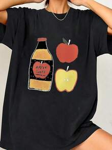 Sono Una Nonna Che Spacca Women's Casual Short Sleeve T-Shirt With Round Neck And Letter Print, Spring Summer, Daily Style, Daily Outings, Holiday Gift, Women's T-Shirts - 黑色 3 - 查看 3