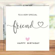 1pc/5pcs Special Friend Birthday Card, Happy Birthday, Pink Heart For Her Including Envelope - Multicolor - View 4