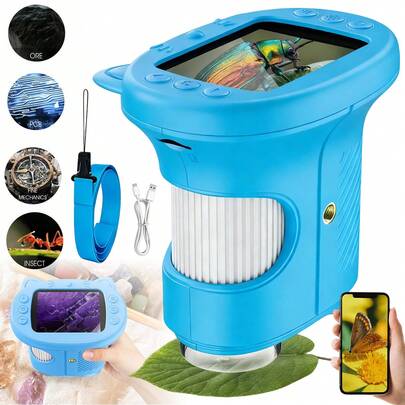 Handheld Microscope Accessory, 2.4 Inches, 1000x Magnification, 4x Zoom - Perfect For Outdoor Exploration - And A Great Gift For Family And Friends.