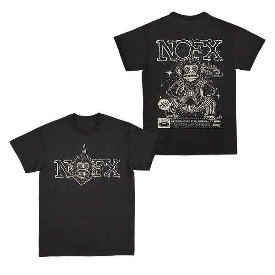 2026 Nuevo Álbum de la Banda Punk NOFX, Camiseta de Manga Corta Holgada Estilo Rock Red Shark Rabbit para Hombre y Mujer - Negro - Ver 1