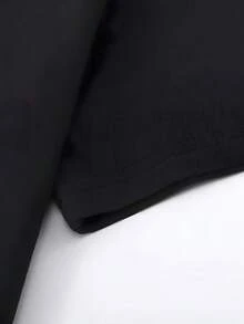 Camiseta de manga corta extra grande y grande para mujer con estampado gráfico de chica anime, cuello redondo, corte regular, camiseta casual, cómoda para usar en todas las estaciones,  promocional, camisa elegante y con estilo para mujer, 100% - Negro - Ver 4