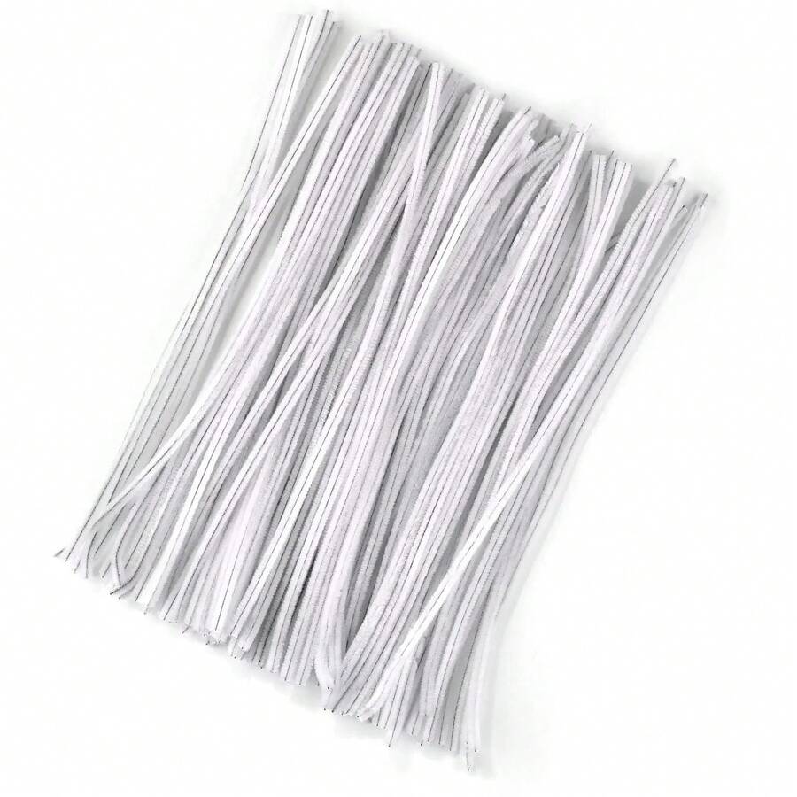 Set Of Rotating Rod Pieces, DIY Materials, Children's Toys, Plush Rods, Rotating Rods, Chenille Flower Stems, Creative Strips, Handmade Educational Materials. - White - View 1