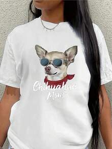 Camiseta de manga corta, ligera y duradera, con un diseño de una madre perro pastor de pelo largo con gafas, perfecta para descansar en casa o para salir, lo que la convierte en un excelente regalo para los amantes de los perros. - Blanco - Ver 1