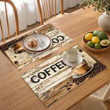 1 pieza Mantel individual de lino con estampado de café, tapete para desayuno, posavasos de café, base para tazón, accesorio de cocina, fácil de limpiar, apto para hogar, restaurante, decoración de comedor, regalo festivo, regalo para amigos, juego de múltiples piezas - Multicolor - Ver 4