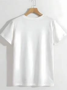 1 camiseta de cuello redondo con estampado de hadas marinas, camiseta de cuello redondo estampada a la moda, camiseta de manga corta para primavera/verano, top de mujer 180g 100% algodón. - Blanco - Ver 7