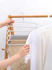 5pcs High Quality 5-Tier Plastic Clothes Hanger, Garment Organizer Rack, Drying Rack, Clothing Storage Accessory, Suitable For Organizing Pants, Scarves, Ties And Other Long Garments, Essential For Home And Travel - Multicolor - View 6