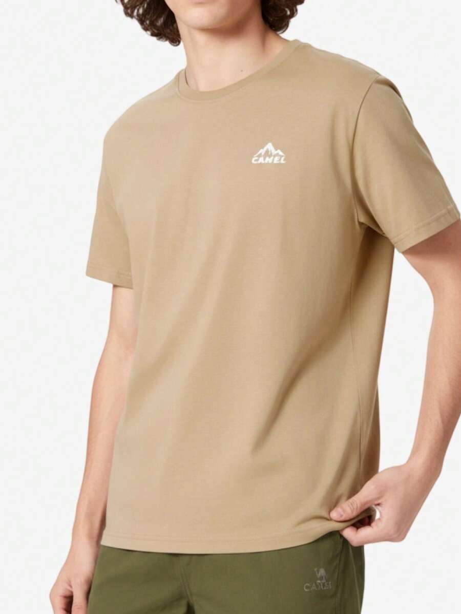 CAMEL CROWN Men's Summer Solid Color Casual Crew Neck Short Sleeve T-Shirt - Coconut Shell - View 1