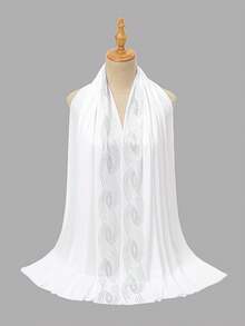 1 pieza Hiyab de mujer de unicolor con textura tejida y decorado con rhinestones, chal largo musulmán suave y cómodo de modal, versátil para uso diario, viajes, fiestas, fotografía - Multicolor - Ver 37