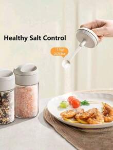 Lead-Free Glass Spice Jar With Built-In Spoon And Lid, Airtight Moisture-Proof Seasoning Container, Suitable For Home Kitchen (Random Color) - Multicolor - View 6
