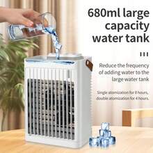 Portable Air Conditioner Fan, Mini Air Conditioner, Cooling Fan, Personal Mini Air Cooler Fan, USB Powered, Cooling Mist Air Conditioner Humidifier Fan, Suitable For Room, Bedroom, Office - Multicolor - View 2