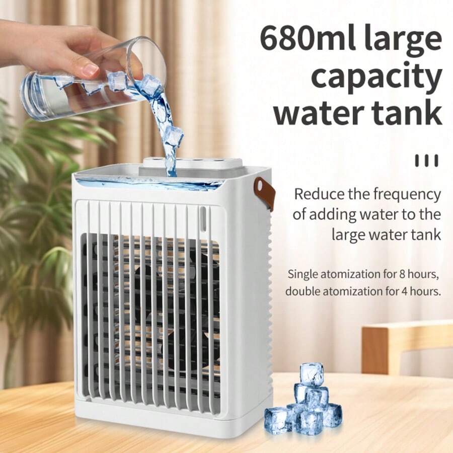 Portable Air Conditioner Fan, Mini Air Conditioner, Cooling Fan, Personal Mini Air Cooler Fan, USB Powered, Cooling Mist Air Conditioner Humidifier Fan, Suitable For Room, Bedroom, Office