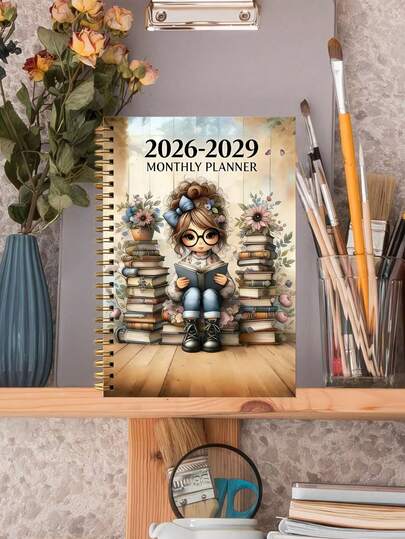 2026-2029年四年月历/计划本，主题设计，适合女性读者，包含年度计划、月份标签和48个月日历。
