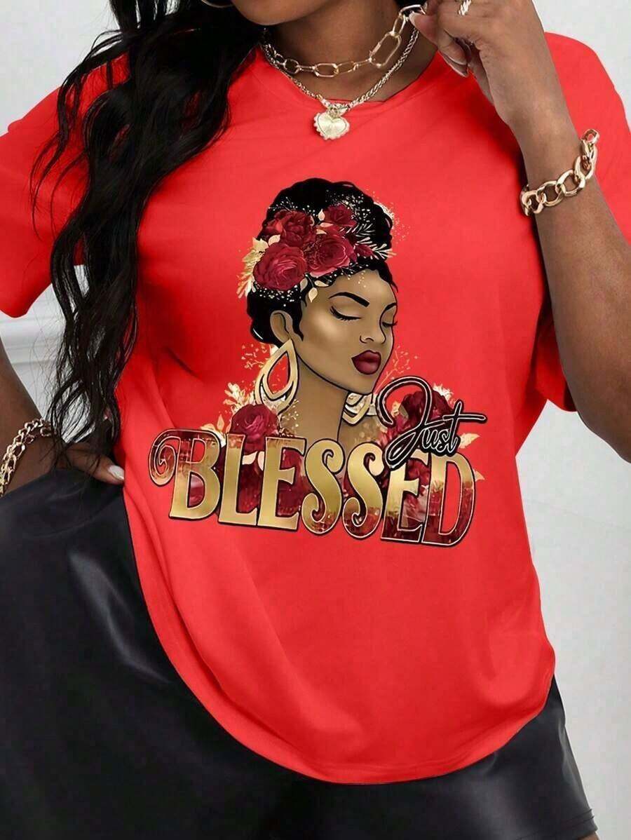 Playeras de mujer algodón 2026 Ropa de verano para mujer: Blusas para damas, camisetas elegantes de moda inspiradas en los milenios, camisetas casuales de cuello redondo con estampado de letras en inglés y estampado de cabeza de mujer de Maweii, perfectas para conjuntos de verano, moda de primavera y camisas de playa de manga corta >ropa - Rojo - Ver 1
