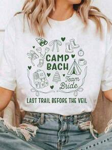 Camiseta de Algodón para Mujer, Estilo Retro Camp Bach, para Camping y Despedida de Soltera, Camiseta Cómoda, Blusas para Mujer - Blanco - Ver 7