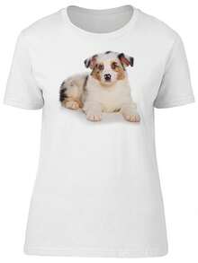 Camiseta de Mujer con Imagen de Cachorro de Perro Pastor Australiano - Imagen de Shutterstock, Talla XX-Large para Mujer - Blanco - Ver 1