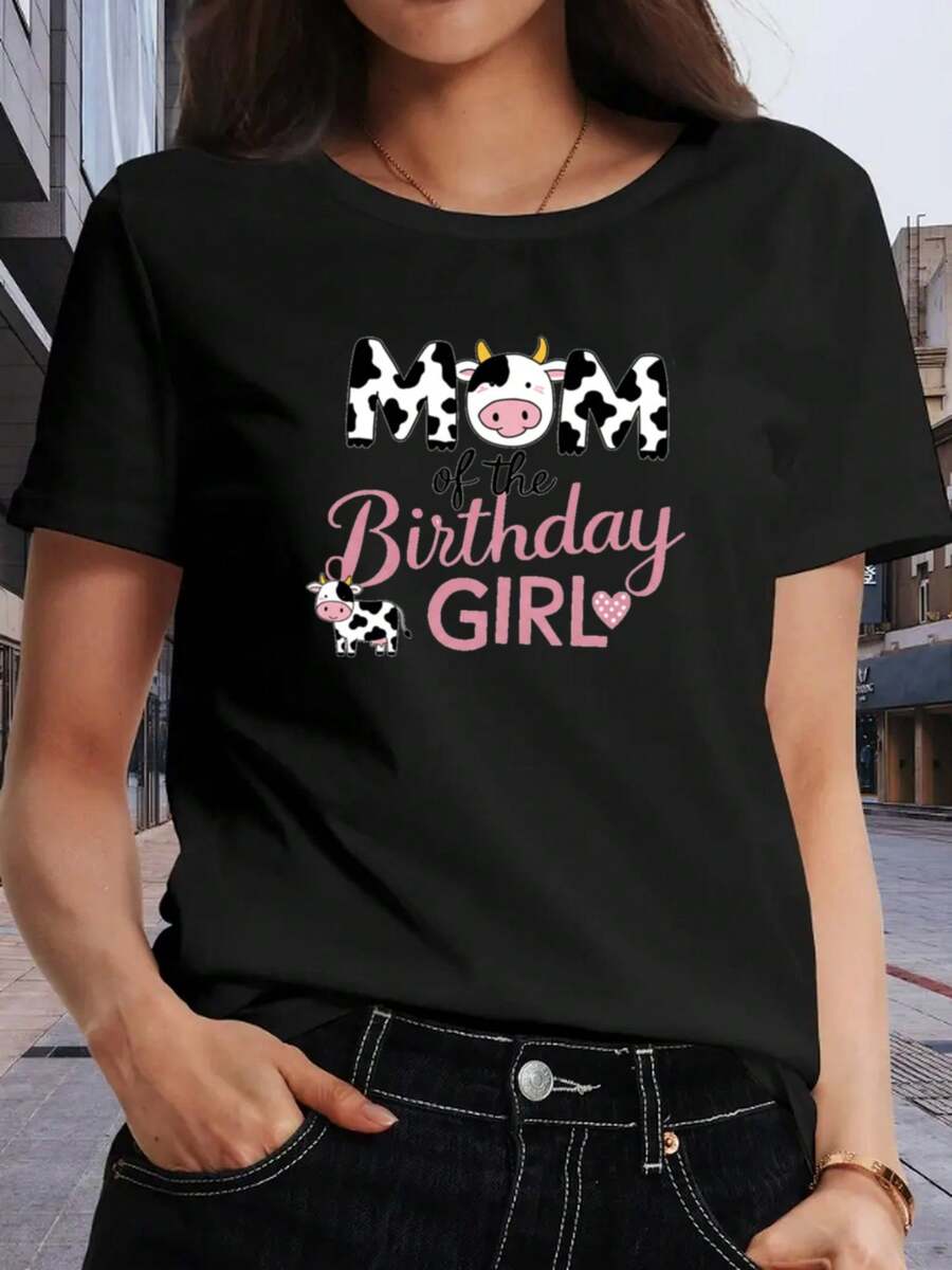 Soft, Breathable, And Lightweight For All-Day Comfort. This Casual Women's T-Shirt Is Perfect For Birthdays And Mother's Day. Machine Washable, Suitable For Any Season, Easy To Wear Every Day, Fashionable, Fitted, And Comfortable. Made From Breathable Material, This Top Features A Classic Crew Neck And A Relaxed Fit That Flatters All Body Types And Pairs Easily With Jeans, Shorts, And Leggings. - 黑色 - 查看 1