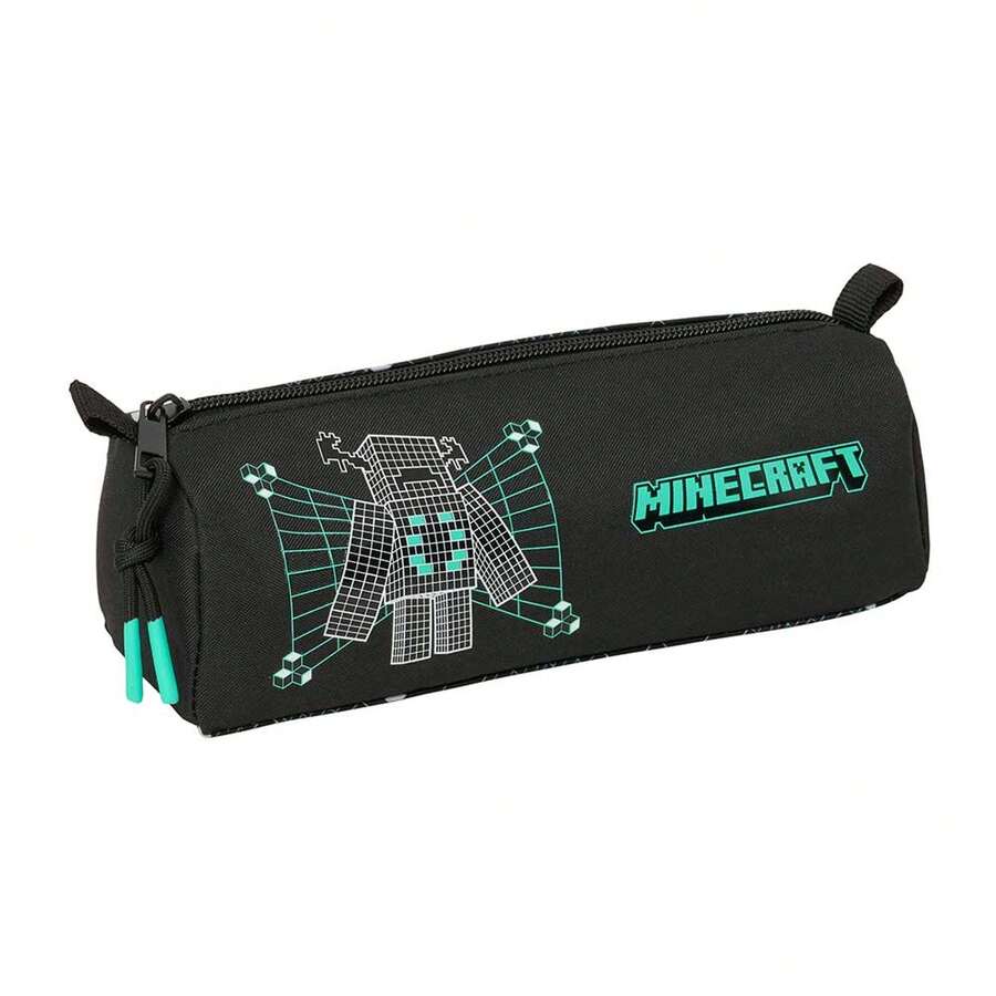 Safta | Minecraft Activities Pencil Case Unisex Kids, 3 Compartments With Zipper And Elastic Band To Attach To Notebook Or Folder, Official License, Back To School, One Size - Portatodo (2) - View 1