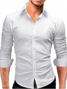 Men's Slim Fit Luxury Shirt Ready For Delivery - 白色 - 查看 1