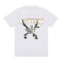 Camiseta con esqueleto de autismo para hombre y mujer, camiseta de Hip Hop a la moda con calavera divertida y Humor, camisetas informales de algodón de manga corta de gran tamaño - Blanco - Ver 1
