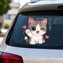 Cute Orange Cat Car Sticker - Funny Cartoon Broken Glass Cat Waterproof Removable UV-Resistant Self-Adhesive Car Truck SUV Van Rear Window And Side Window Sticker - Cat Window Sticker - View 6
