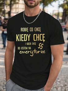 Camiseta de Hombre Talla Grande con Diseño Polaco Retirado y Efecto Arrugado, TALLA PLUS - Negro - Ver 1