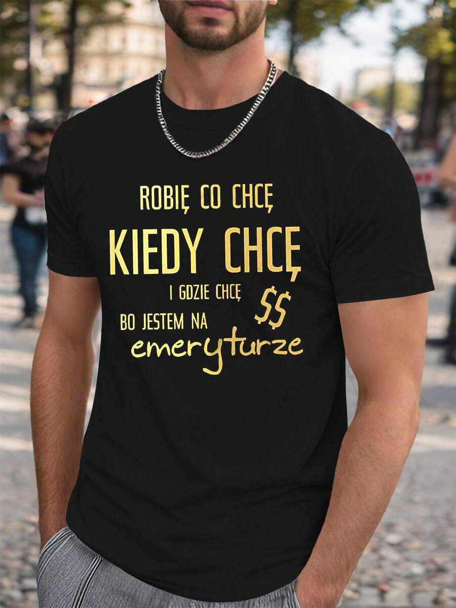 Camiseta de Hombre Talla Grande con Diseño Polaco Retirado y Efecto Arrugado, TALLA PLUS - Negro - Ver 1