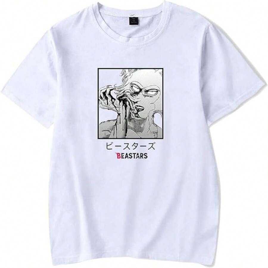 WJHYWDH New Anime BEASTARS - Camiseta casual de manga corta unisex - Blanco - Ver 1