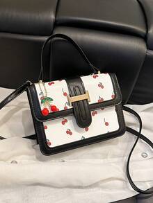 1pc This Sweet, Color-Blocked Cherry-Patterned Mini Handbag Features A Unique Design. Suitable For Various Occasions, This Versatile Shoulder/Crossbody Bag Is Perfect For Outdoor Activities, Playtime, Commuting, And More. It'S The Perfect Gift For Teenagers. - Multicolor - View 3