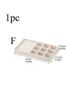1pc Multi-Grid Jewelry Storage Box, Modern Fabric Dust-Proof Jewelry Box For Desk Valentine Day Back To School,Room Decor - Beige - View 12