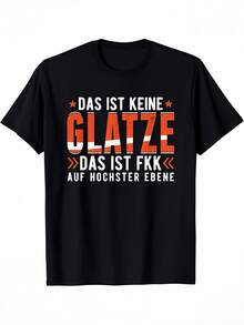Lustiges Herren-T-Shirt mit deutscher Textgrafik |   Das ist keine Glatze FKK Bold Orange Print - Schwarzes Freizeit-T-Shirt für Fitnessstudio, Freizeitkleidung - Nicht dehnbares Rundhals-Shirt - Erwachsenen-Humor-Bekleidung, Fitnessstudio-Outfit, Statement-Top, strapazierfähiges Material, Kurzarm-Top, Humor - Schwarz - Übersicht 2