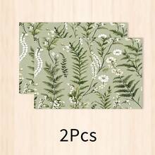 1 pieza Mantel individual de lino con elemento vegetal, tapete para desayuno, tapete para café, posavasos, base para tazón, accesorio de cocina, fácil de limpiar, apto para el hogar, restaurante, decoración de restaurante, regalo de vacaciones, regalo para amigos, juego de múltiples piezas - Multicolor - Ver 24