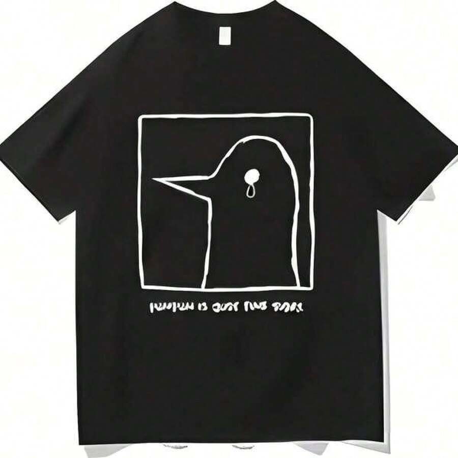 Camiseta de Algodón Estampada Oyasumi Punpun 'aruku Estética Estampado de Anime Vi91 - Negro - Ver 1