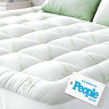 Niagara Sleep Solution Ultra Soft Queen Size Mattress Topper - Rayon Derived From Bamboo Pillow Top Mattress Pad For Back Pain Relief - Naturally Cooling For Hot Sleepers, Green - 3 White - View 10